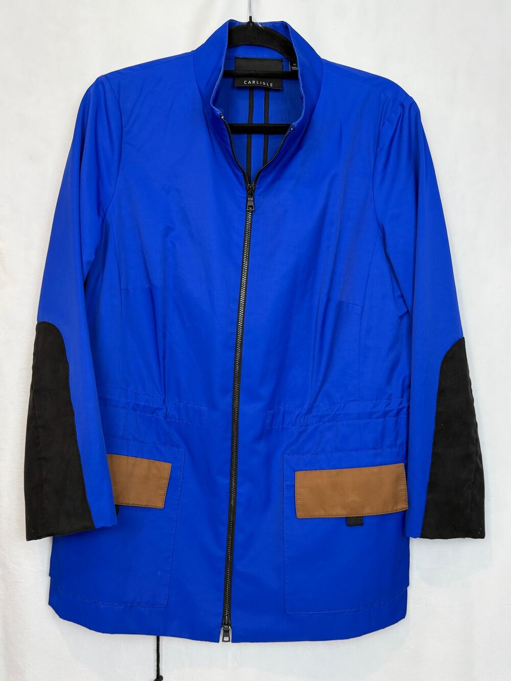 Carlisle Womens Size 12 Royal Blue Colorblock Suede Zip Jacket Bold Statement